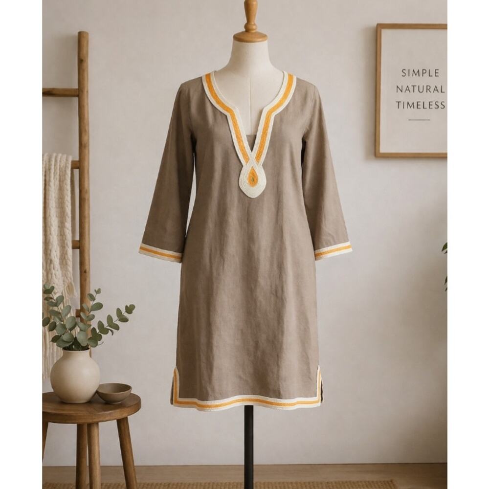 Lucky Brand Linen Blend Tan Dress XS